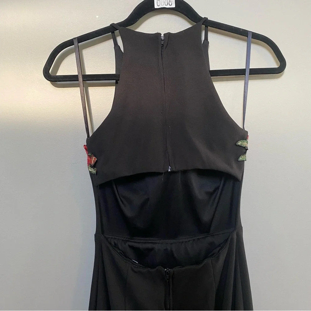 B.darlin Black Mermaid Maxi With Rose Embroidery High Neck Formal Dress size 5/6 - Picture 4 of 4